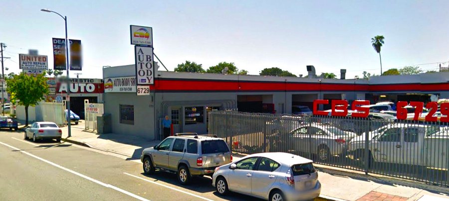 Street view of the CBS Auto Body shop front